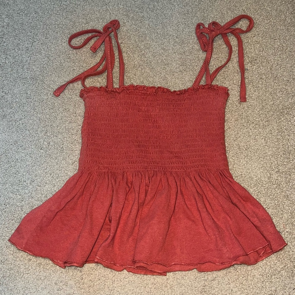 Rust color peplum top